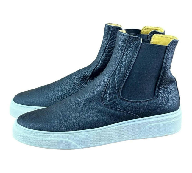 Drudd men Crust Leather boot Black High Top Sneakers.