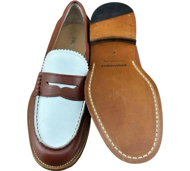 DSQUARED2 BEAU PENNY LOAFERS MEN ( Brown white).