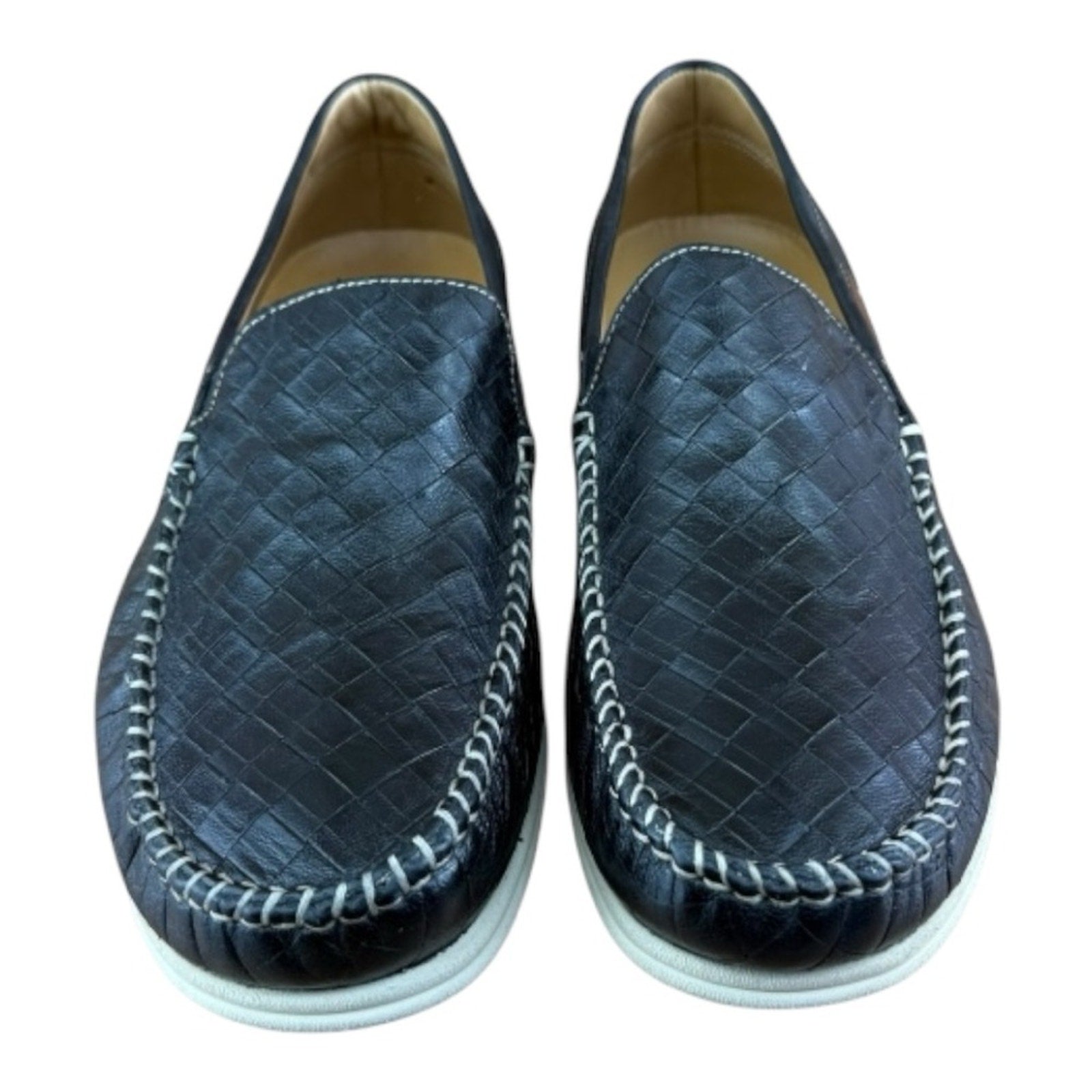 Galizio Torresi Men’s slip on Leather  navy Blue shoes loafers Size 8.5-9|42 EU.