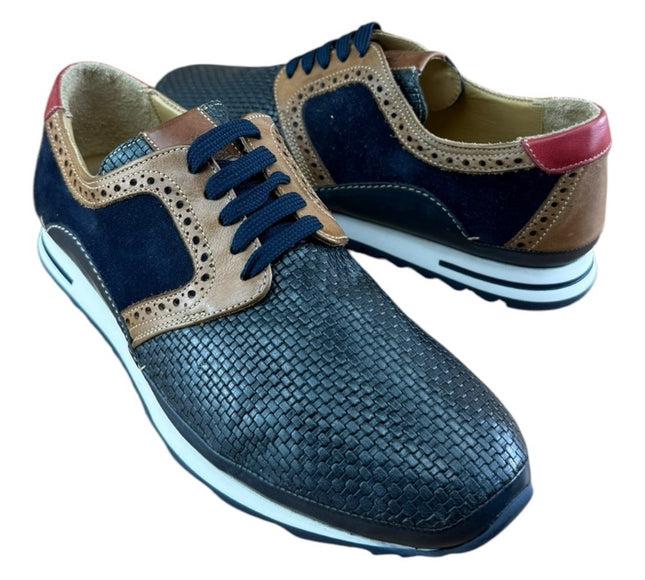Galizio Torresi Men’s Designer Leather Casual Sneakers size 8.5-9  42 Navy Blue.