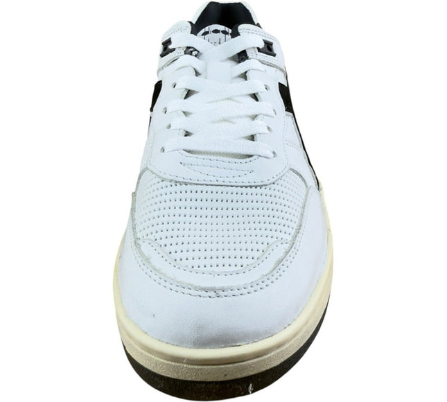 Diadora men Heritage Mi Frame Used 'White Black' Leather Sneakers
