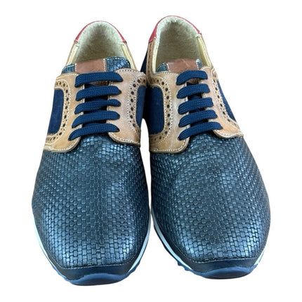 Galizio Torresi Men’s Designer Leather Casual Sneakers size 8.5-9  42 Navy Blue.