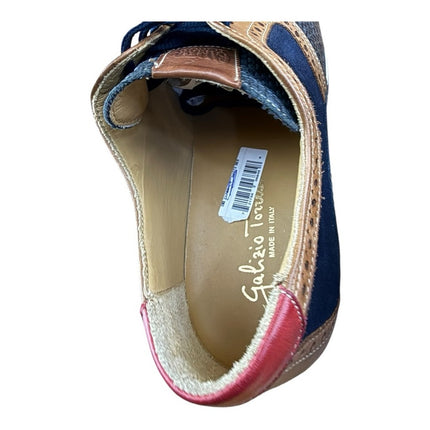 Galizio Torresi Men’s Designer Leather Casual Sneakers size 8.5-9  42 Navy Blue.