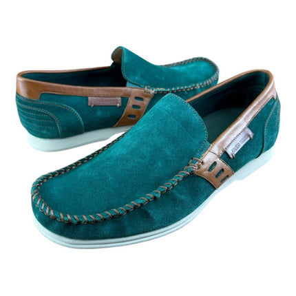 Galizio Torresi Men’s slip on Leather Green Brown shoes penny loafers.