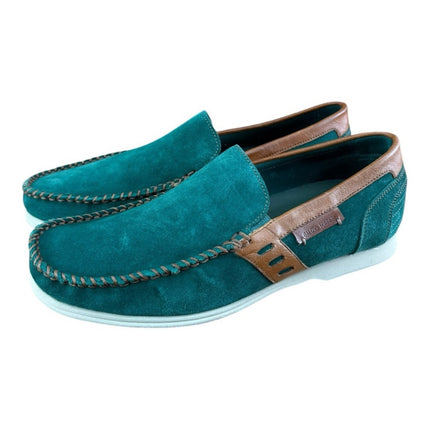 Galizio Torresi Men’s slip on Leather Green Brown shoes penny loafers.