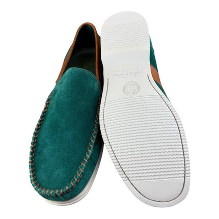 Galizio Torresi Men’s slip on Leather Green Brown shoes penny loafers.