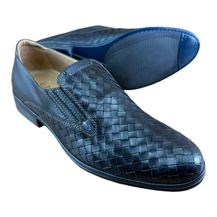 Galizio Torresi Men’s slip on Leather  navy Blue shoes loafers Size 8.5/9|42 EU.