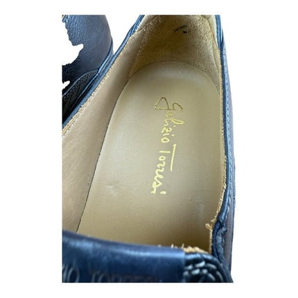 Galizio Torresi Men’s slip on Leather  navy Blue shoes loafers Size 8.5/9|42 EU.