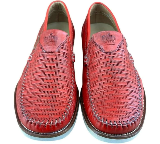 Galizio Torresi  Men Loafer slip-on Leather Red.