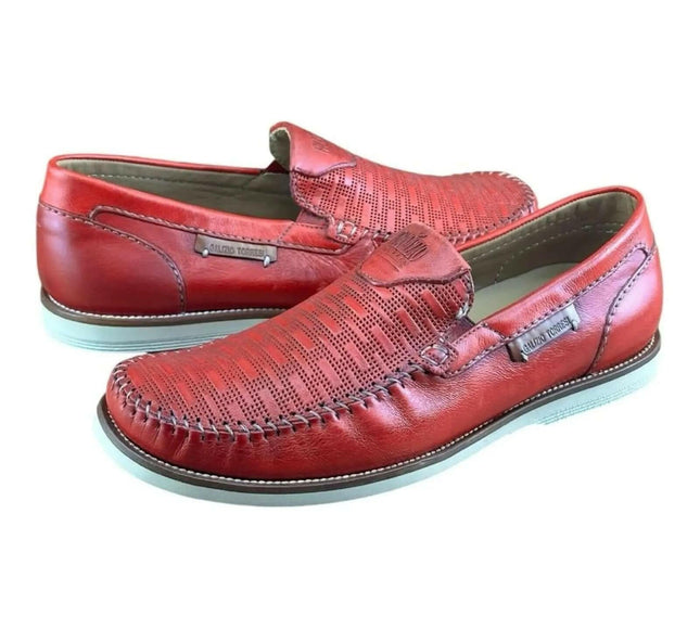 Galizio Torresi  Men Loafer slip-on Leather Red.