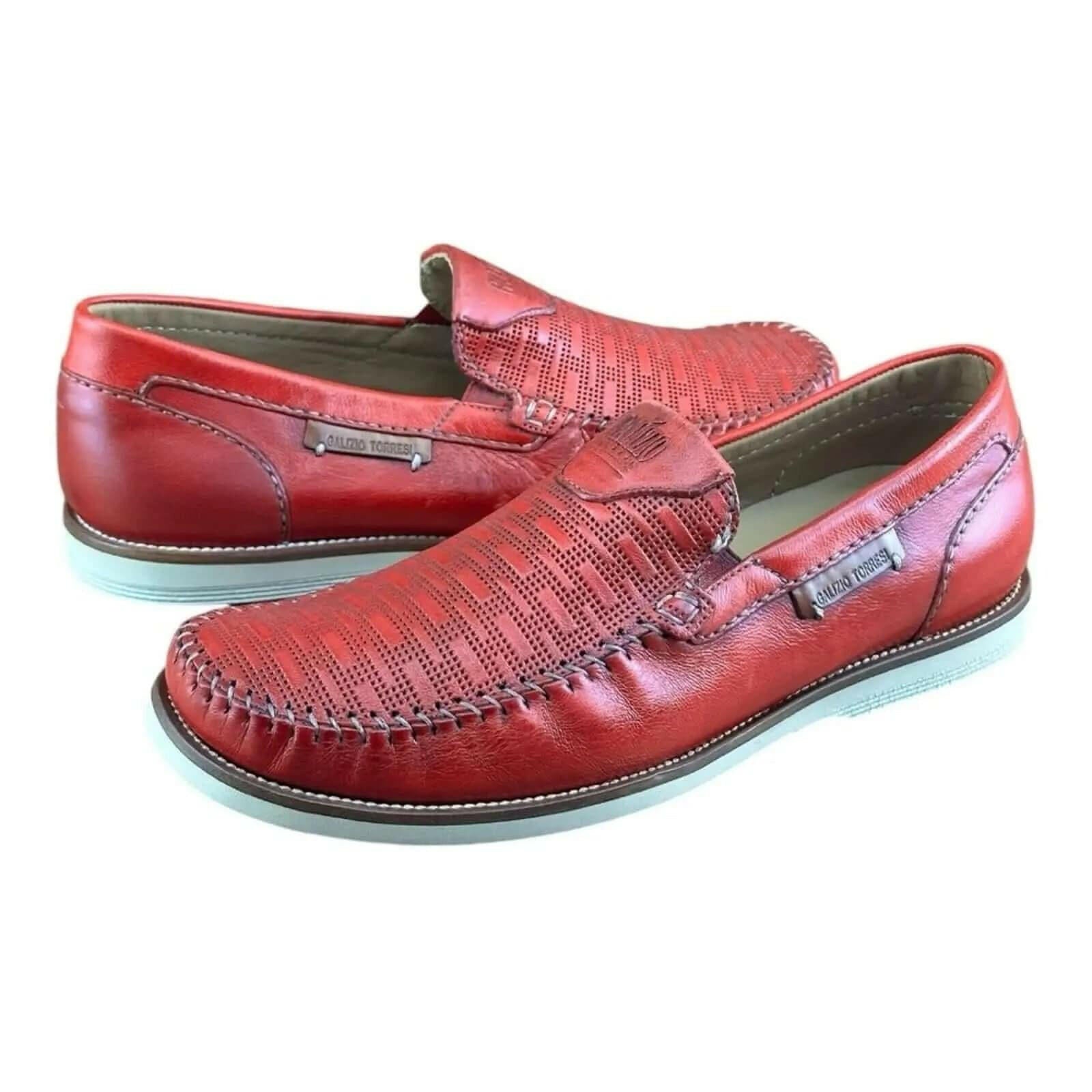 Galizio Torresi  Men Loafer slip-on Leather Red.