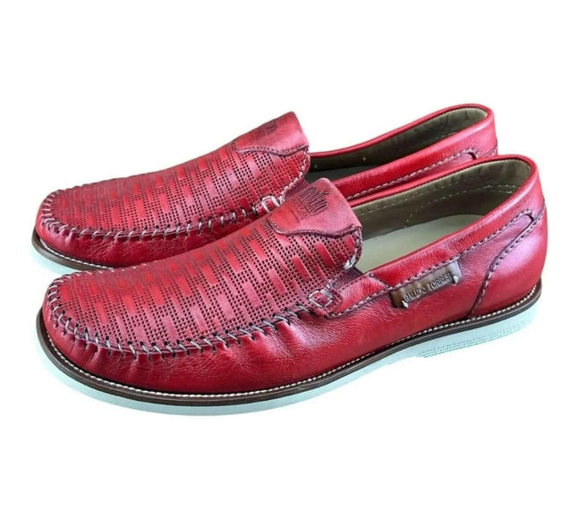 Galizio Torresi  Men Loafer slip-on Leather Red.