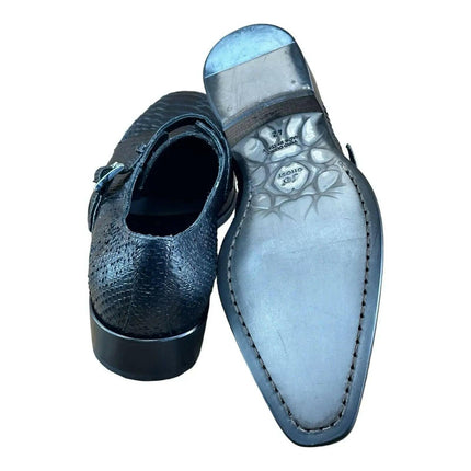 Jo Ghost Croc Embossed Monk Shoes Men.