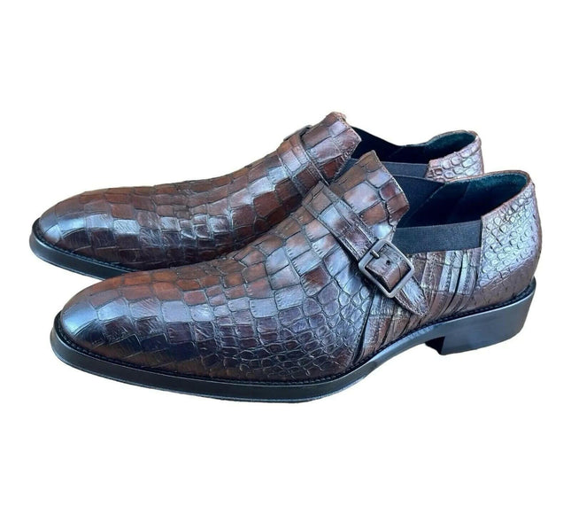 Jo Ghost  Men Croc-Embossed Monk Shoes.
