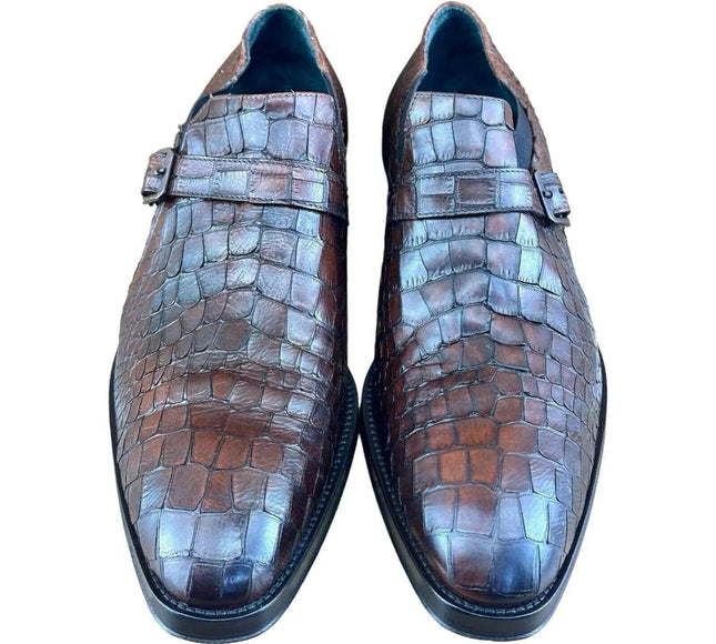 Jo Ghost  Men Croc-Embossed Monk Shoes.