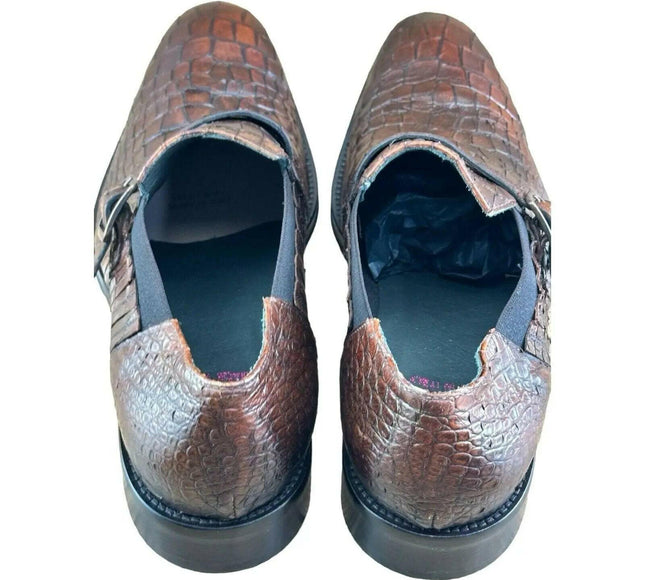 Jo Ghost  Men Croc-Embossed Monk Shoes.