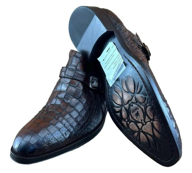 Jo Ghost  Men Croc-Embossed Monk Shoes.