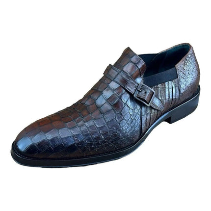 Jo Ghost  Men Croc-Embossed Monk Shoes.