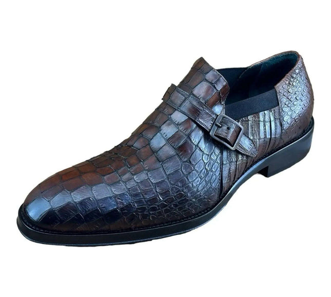 Jo Ghost  Men Croc-Embossed Monk Shoes.