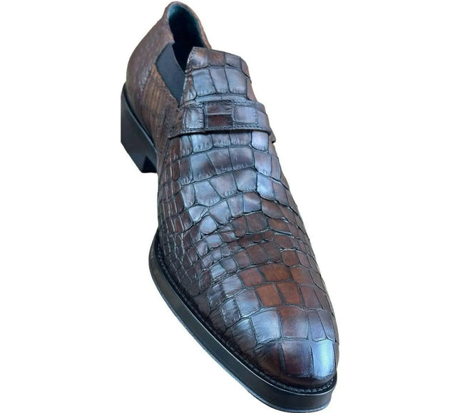 Jo Ghost  Men Croc-Embossed Monk Shoes.