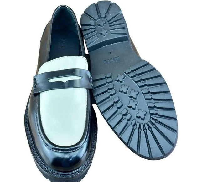 KOIO Arezzo Black White Penny Loafers Men.