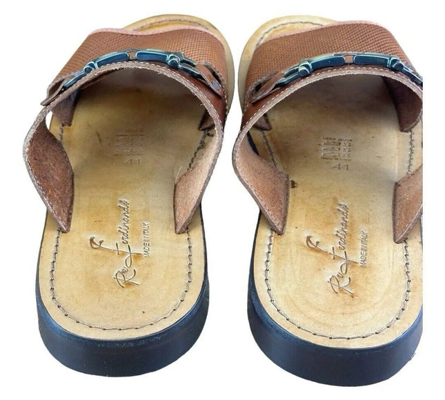 Re Ferdinando  Men’s Brown   Slides sandal.