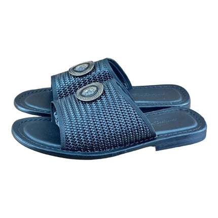 Re Ferdinando  Woven Slides sandal Medusa the lion.