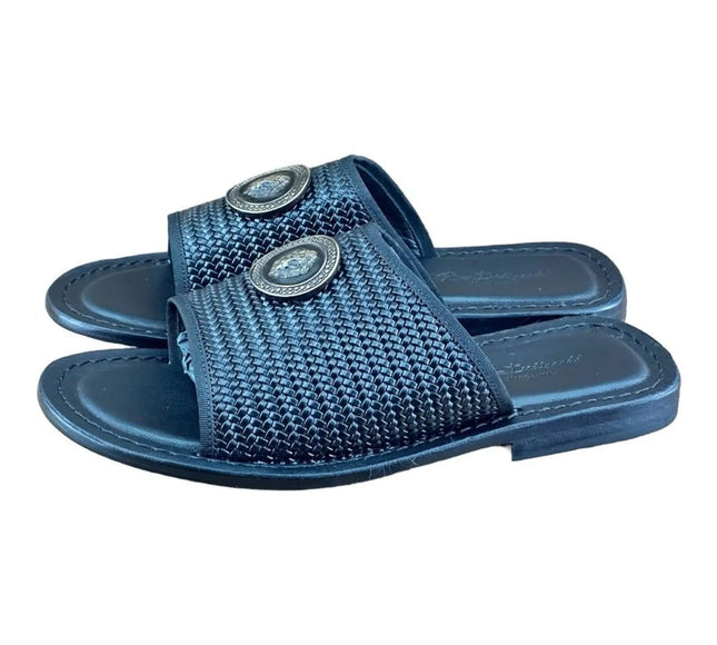 Re Ferdinando  Woven Slides sandal Medusa the lion.