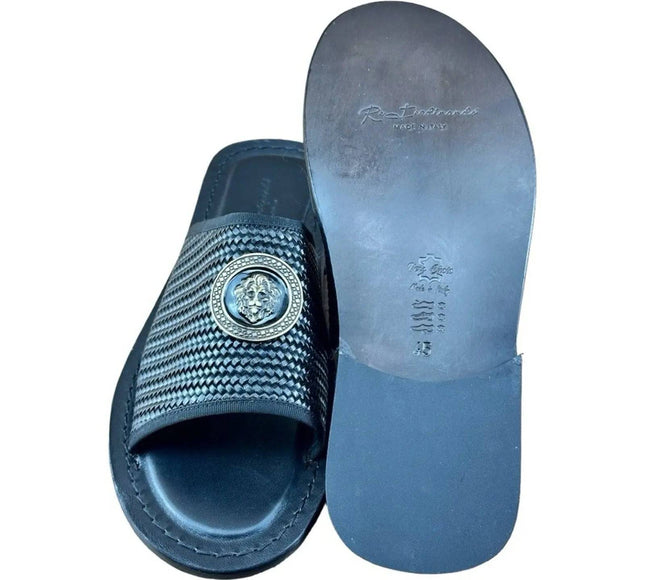 Re Ferdinando  Woven Slides sandal Medusa the lion.