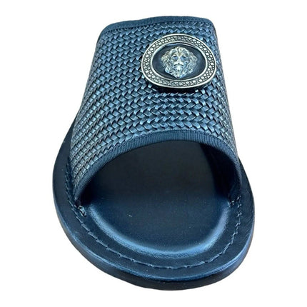 Re Ferdinando  Woven Slides sandal Medusa the lion.